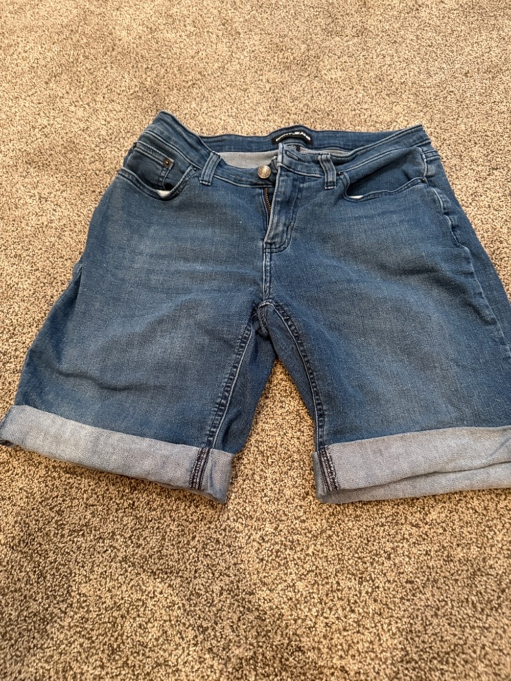 DKNY Blue Rolled-Hem Denim Bermuda Shorts